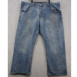 Linea Uomo Mens Relaxed Fit Straight Jeans Light Wash Blue Denim W48 x L30